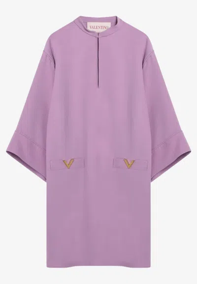 Valentino Wide-sleeved Mini Dress In Purple
