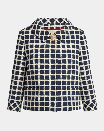 VALENTINO WINDOW CHECK HEART BUTTON JACKET