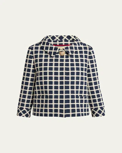 VALENTINO WINDOW CHECK HEART BUTTON JACKET