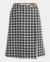 Valentino Window Check Wool-blend Skirt