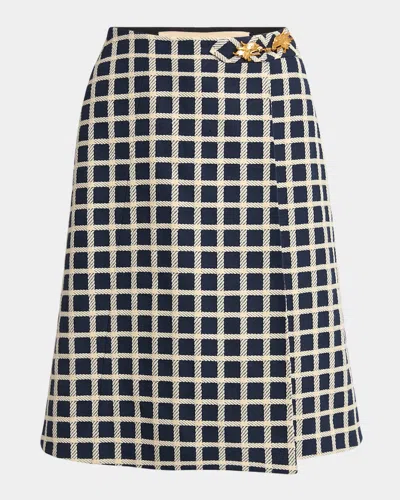 VALENTINO WINDOW CHECK WOOL-BLEND SKIRT