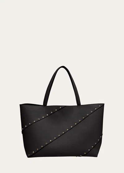 Valentino Garavani Wispy Large Rockstud Leather Tote Bag In Black