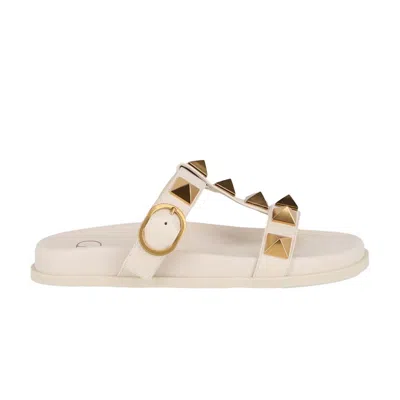 Pre-owned Valentino Garavani Valentino Wmns Roman Stud Slide 'ivory' | Cream | Women's Size 35.5 In White