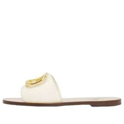Valentino Garavani (wmns) Valentino Calfskin Point Vlogo Signature Slide 'ivory' In Multi