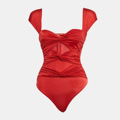 Pre-owned Valentino Wolford Red Lycra String Bodysuit S