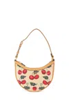 Valentino Vlogo Signature Mini Cherries Jacquard Shoulder Bag In Beige