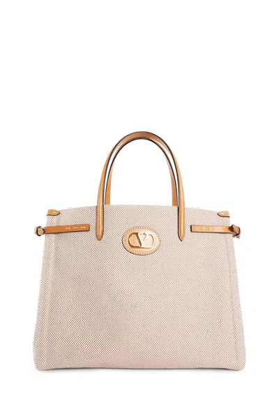VALENTINO GARAVANI WOMAN BEIGE TOTE BAGS