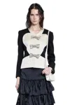 Valentino Embroidered Blazer In Black&white
