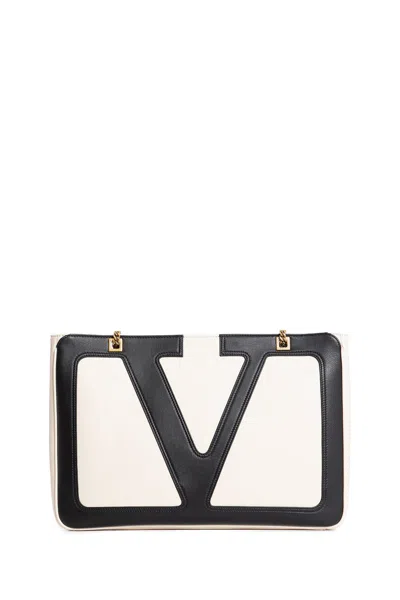 Valentino Garavani Woman Black&white Tote Bags