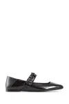 Valentino Garavani Vlogo Locker Mary-jane Ballerina In Eel With Flower Application Woman Black 37.5 In Black
