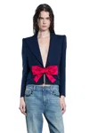 Valentino Tailored Bow-detail Jacket Crafted From Lightweight Viscose In Blue