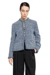 Valentino Sky Blue Tweed Crewneck Jacket In Blue