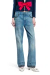 Valentino Straight-fit Denim Pants With Colorful Embellishments In Blue