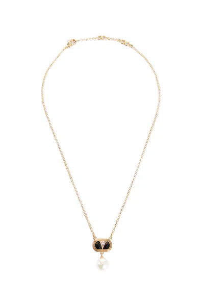 VALENTINO GARAVANI ENAMELLED VLOGO NECKLACE