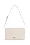 Valentino Mini Vlogo Signature Shoulder Bag In Grained Leather In Off-white