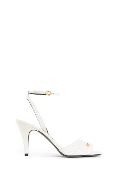 Valentino Garavani Ivory Goat Leather Stiletto Sandal With Striped Strap In White