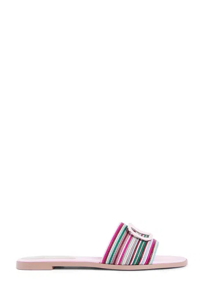 Valentino Garavani Multicolor Leather Slides In Pink