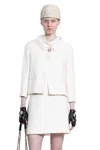 Valentino Garavani White Jacket With Spread Collar And Front Jewel Button In Wool And Silk Woman In White