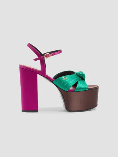 Valentino Garavani Sandals With Crasher Platform In Satin 125mm In Multi