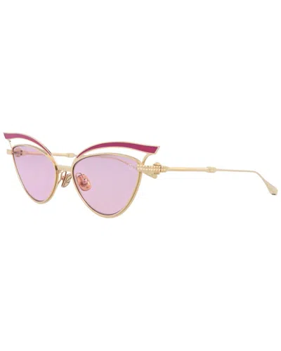 Valentino Glassliner Pink Cat Eye Ladies Sunglasses Vls-118 D 55 In Gold