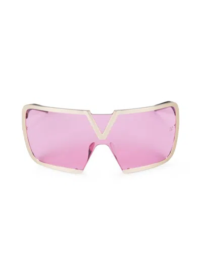 Valentino Women's 90mm Shield Sunglasses In Gold Pink