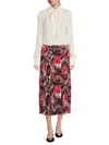 Valentino Silk Logo-print Dress In White Red Multi