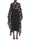 Valentino Women's Abstract Print Cotton-silk Cape In Black