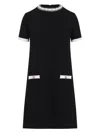 Valentino Tweed Embroidered Mini Dress With Patch Pockets In Black