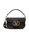 Valentino Garavani Women's Alltime Grainy Calfskin Shoulder Bag In Black