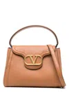 Valentino Vlogo Signature Satchel Bag In Leather Brown