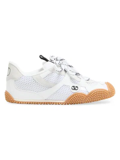 Valentino Garavani Amphibia Sneaker In Rubberised Calfskin And Split Leather Woman White 41