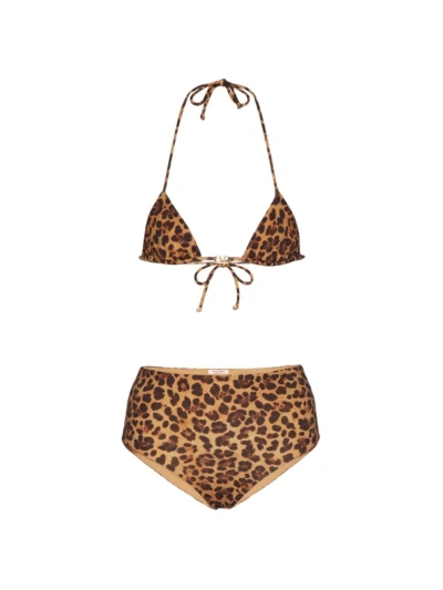 Valentino Women's Animalier Lycra Bikini In Animal Print