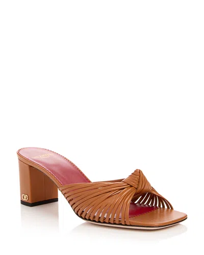 Valentino Garavani Women's Annet Knotted Slide Sandals In Brown