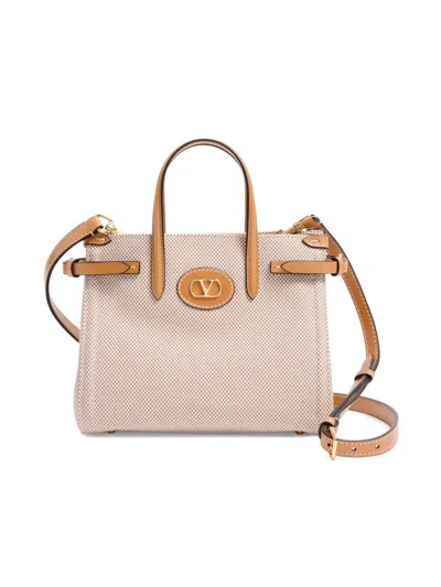 Valentino Garavani Women's Antibes Small Shopping Top-handle Bag In Canvas In Brown