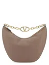 Valentino Antiqued Pink Leather Medium Hobo Vlogo Moon Shoulder Bag