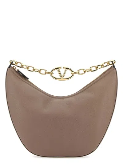 VALENTINO GARAVANI WOMEN'S ANTIQUED LEATHER MEDIUM HOBO VLOGO MOON SHOULDER BAG