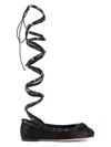 Valentino Silk Rockstud Ballet Flats In Black