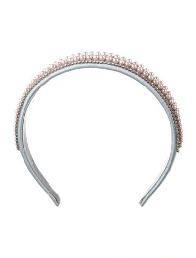 Pre-owned Valentino Garavani Women's Beaded Headband In Blue