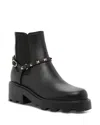 Valentino Rockstud Grainy Leather Boot In Black
