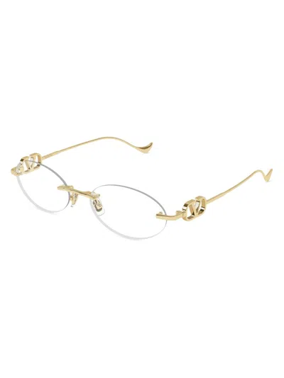 Valentino Garavani Women's Bejewelled 53mm Oval Glasses In Gold