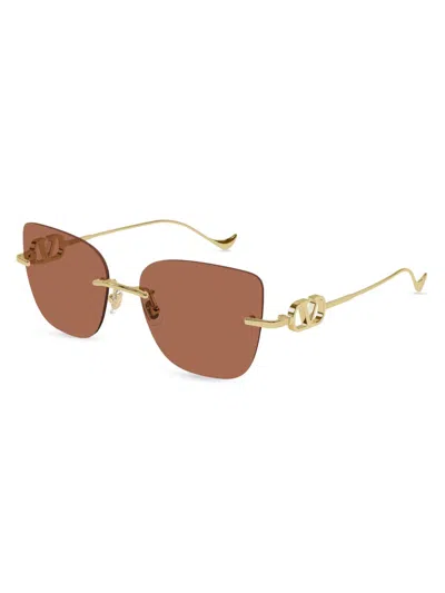 Valentino Women's Bejewelled 54mm Cat-eye Sunglasses In Brown