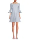 Valentino Women's Bell-sleeve Wool & Silk-blend Minidress In Blue
