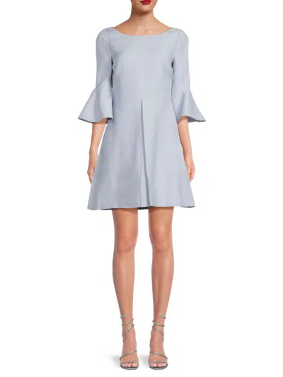 Valentino Women's Bell-sleeve Wool & Silk-blend Minidress In Blue