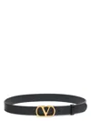 Valentino Garavani Vlogo Signature Belt In Shiny Calfskin 30 Mm Woman Black 100 In Nero
