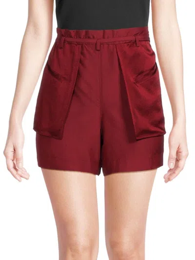 Valentino Women's Belted Silk Shorts In Dark Red