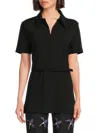 Valentino Women's Belted Solid Shirt In Black