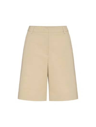 Valentino Women's Bermuda Shorts In Diagonal Cotton Linen In White