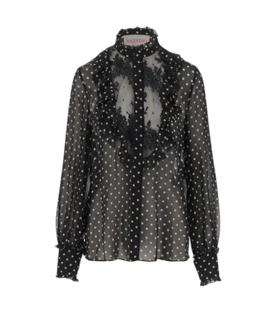 Valentino Women Black Polka Dot Shirt, M Luxury T-shirts For Women Darveys