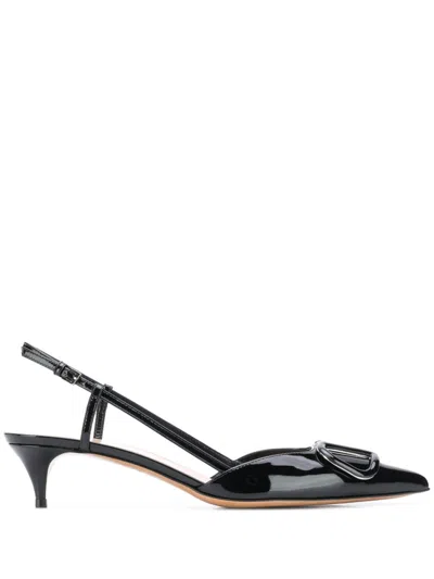 Valentino Garavani Women Black Signature Leather Pumps, 7.5 Luxury Pumps & Heels For Women Darveys