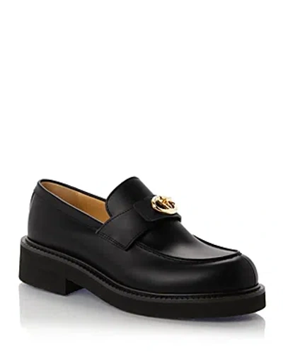 Valentino Garavani 40mm Vlogo Leather Loafers In Black